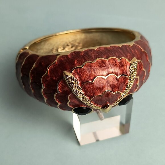 Confident Chunky Epoxy Enamel Owl Hinged Fold Over Cuff Bangle Bracelet … - Picture 3 of 10